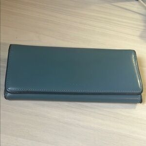 Coach Blue Smooth Leather Envelope Wallet Clutch